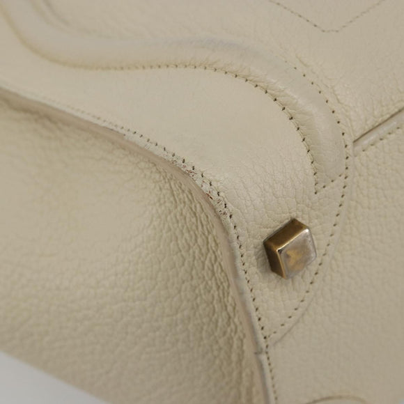 CELINE Luggage Micro Tote Bag Leather Ivory Gold Auth 180856