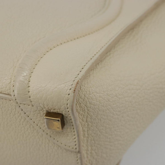 CELINE Luggage Micro Tote Bag Leather Ivory Gold Auth 180856