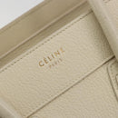 CELINE Luggage Micro Tote Bag Leather Ivory Gold Auth 180856-17