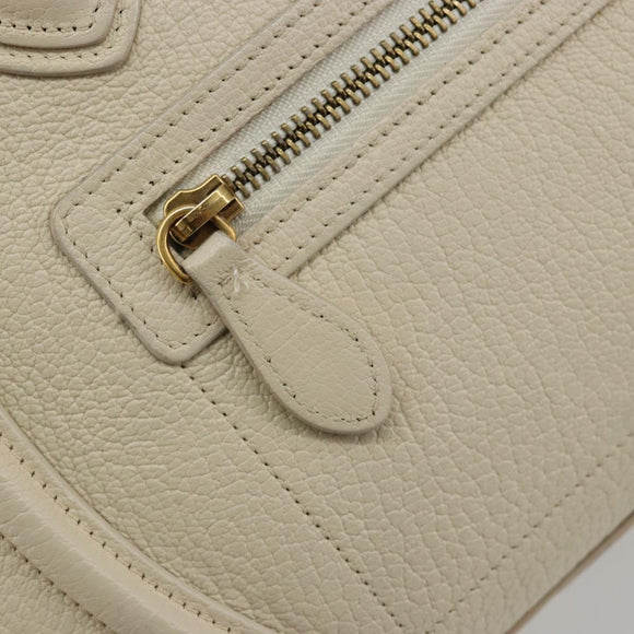 CELINE Luggage Micro Tote Bag Leather Ivory Gold Auth 180856