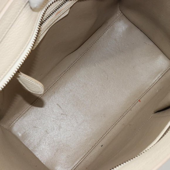 CELINE Luggage Micro Tote Bag Leather Ivory Gold Auth 180856
