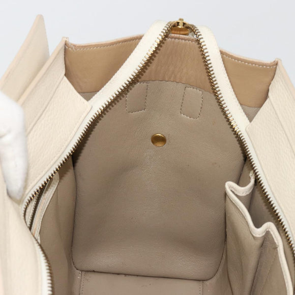 CELINE Luggage Micro Tote Bag Leather Ivory Gold Auth 180856