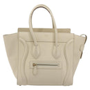 CELINE Luggage Micro Tote Bag Leather Ivory Gold Auth 180856-13