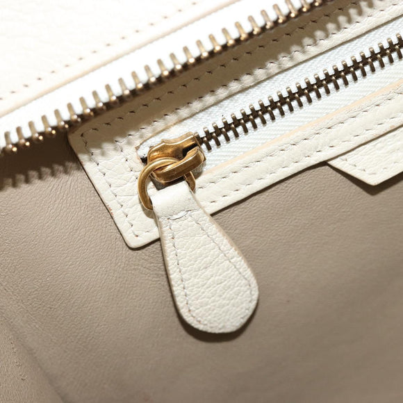 CELINE Luggage Micro Tote Bag Leather Ivory Gold Auth 180856