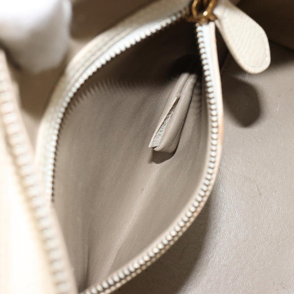 CELINE Luggage Micro Tote Bag Leather Ivory Gold Auth 180856