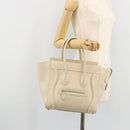 CELINE Luggage Micro Tote Bag Leather Ivory Gold Auth 180856-24