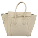 CELINE Luggage Micro Tote Bag Leather Ivory Gold Auth 180856-2