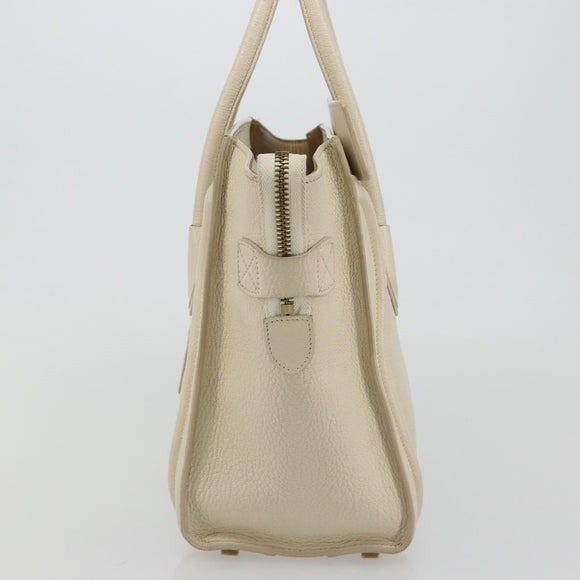 CELINE Luggage Micro Tote Bag Leather Ivory Gold Auth 180856