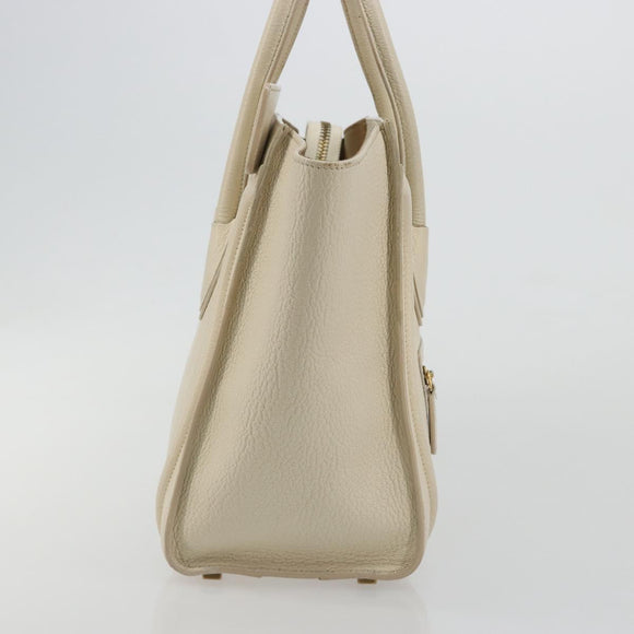 CELINE Luggage Micro Tote Bag Leather Ivory Gold Auth 180856