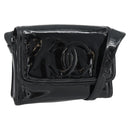 CHANEL Schoudertas Lakleer Zwart Goud CC Auth 180857-1