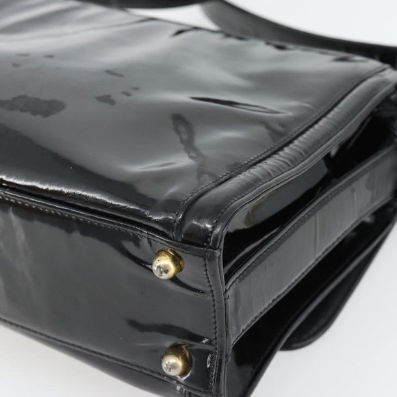 CHANEL Schoudertas Lakleer Zwart Goud CC Auth 180857