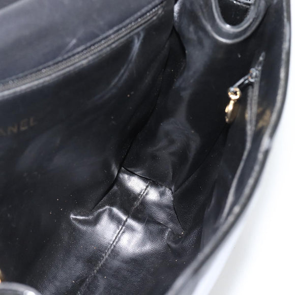 CHANEL Schoudertas Lakleer Zwart Goud CC Auth 180857
