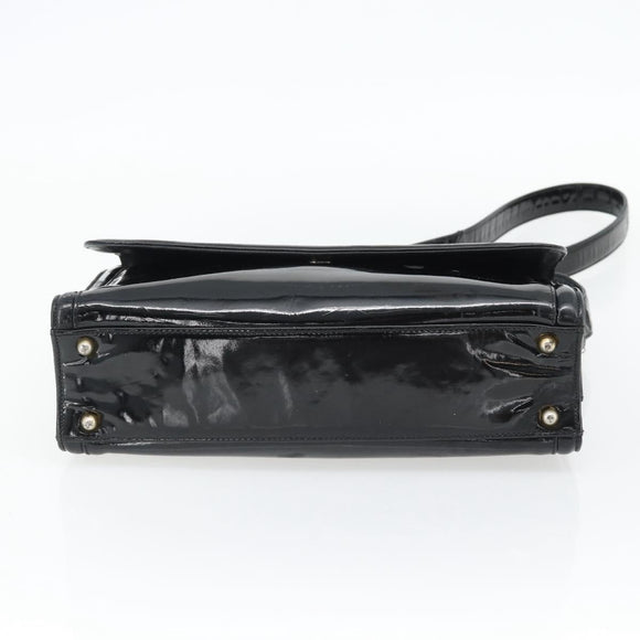 CHANEL Schoudertas Lakleer Zwart Goud CC Auth 180857