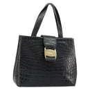 Salvatore Ferragamo Vala Hand Bag Leather Black Gold Auth 180858-1