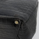 Salvatore Ferragamo Vala Hand Bag Leather Black Gold Auth 180858-9