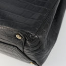 Salvatore Ferragamo Vala Hand Bag Leather Black Gold Auth 180858-15