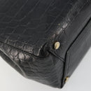 Salvatore Ferragamo Vala Hand Bag Leather Black Gold Auth 180858-16