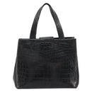 Salvatore Ferragamo Vala Hand Bag Leather Black Gold Auth 180858-2