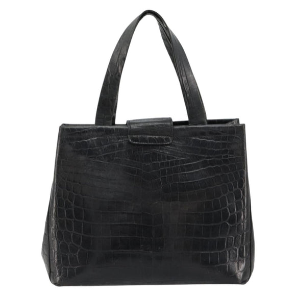 Salvatore Ferragamo Vala Hand Bag Leather Black Gold Auth 180858