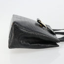 Salvatore Ferragamo Vala Hand Bag Leather Black Gold Auth 180858-3