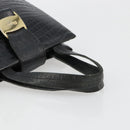 Salvatore Ferragamo Vala Hand Bag Leather Black Gold Auth 180858-7