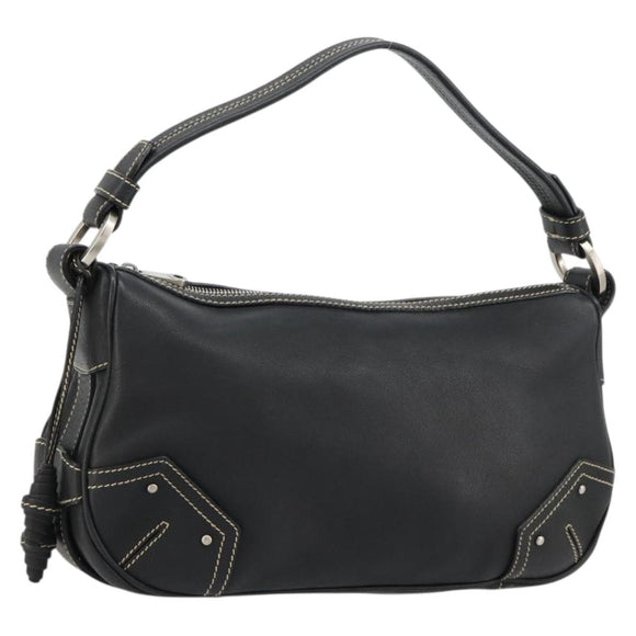 BALLY Umhängetasche Leder Schwarz Silber Auth 180860A