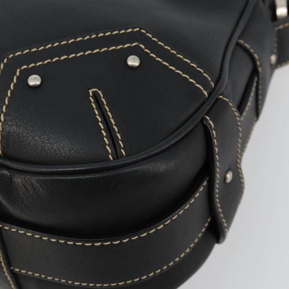 BALLY Umhängetasche Leder Schwarz Silber Auth 180860A