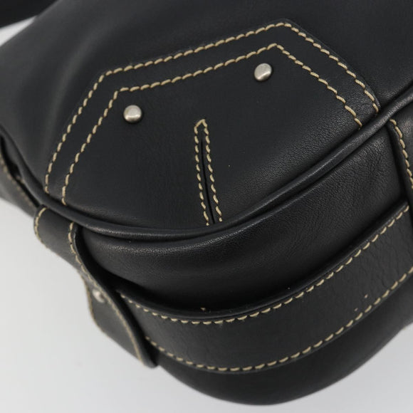 BALLY Umhängetasche Leder Schwarz Silber Auth 180860A