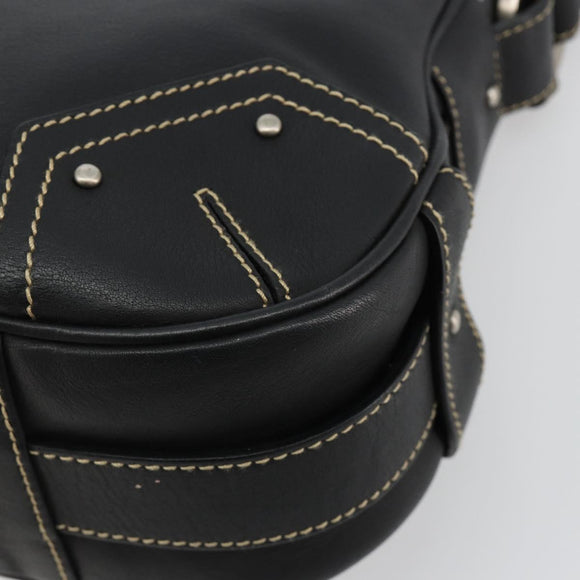 BALLY Umhängetasche Leder Schwarz Silber Auth 180860A