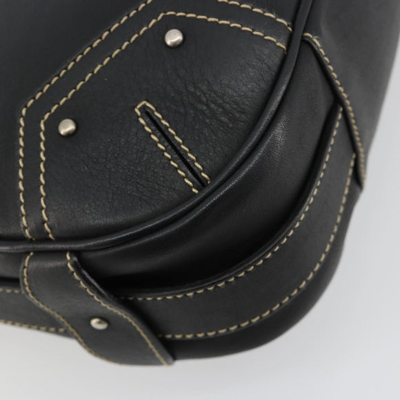BALLY Umhängetasche Leder Schwarz Silber Auth 180860A