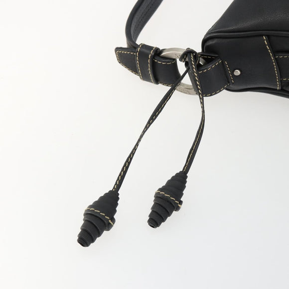 BALLY Umhängetasche Leder Schwarz Silber Auth 180860A