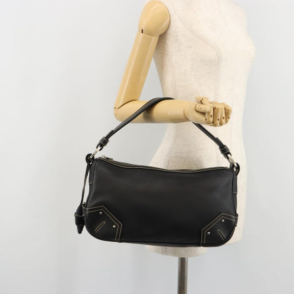 BALLY Umhängetasche Leder Schwarz Silber Auth 180860A