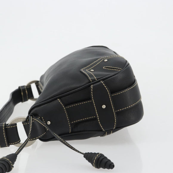 BALLY Umhängetasche Leder Schwarz Silber Auth 180860A