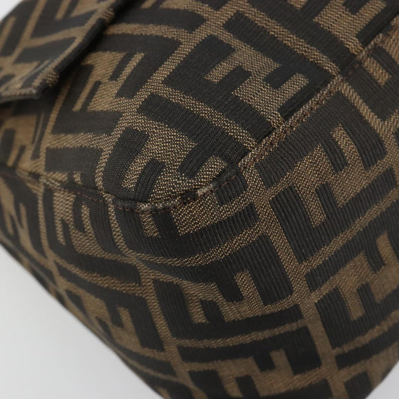 FENDI Zucca Canvas Mamma Baguette Shoulder Bag Brown Black Auth 180861A