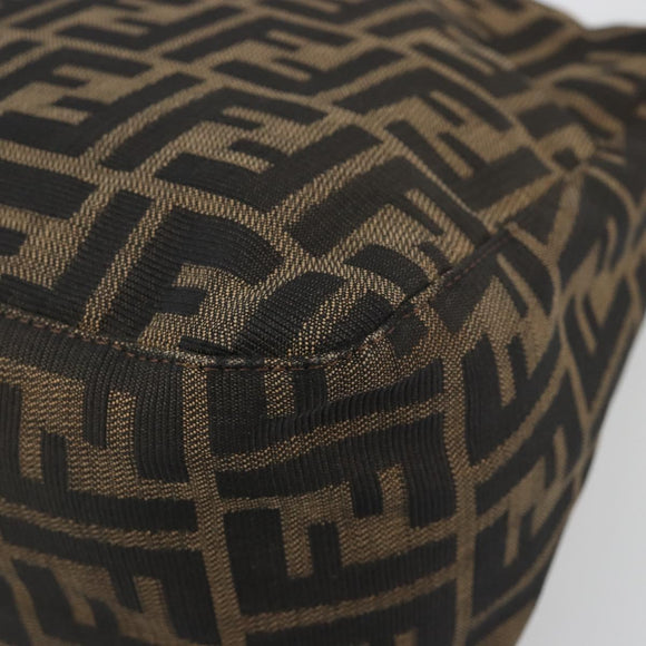 FENDI Zucca Canvas Mamma Baguette Shoulder Bag Brown Black Auth 180861A