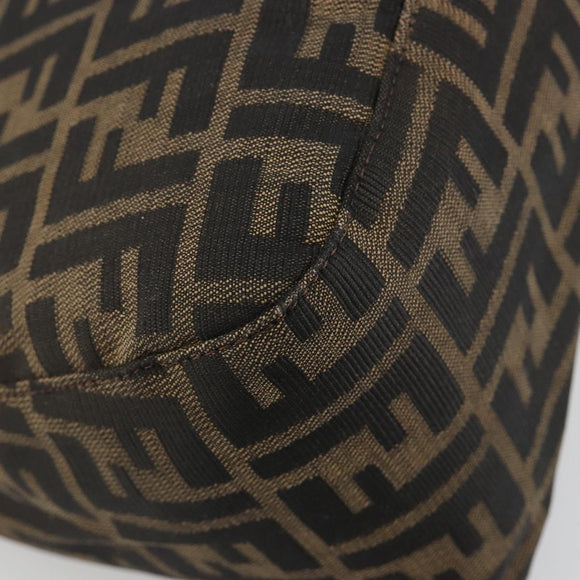 FENDI Zucca Canvas Mamma Baguette Shoulder Bag Brown Black Auth 180861A