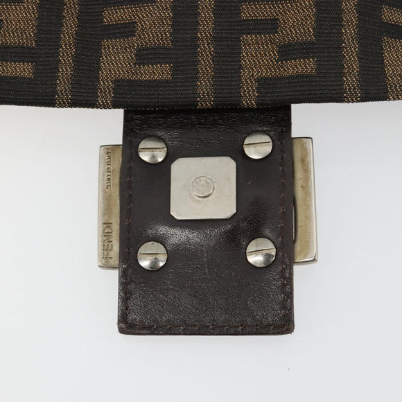 FENDI Zucca Canvas Mamma Baguette Shoulder Bag Brown Black Auth 180861A