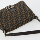 FENDI Zucca Canvas Mamma Baguette Shoulder Bag Brown Black Auth 180861A-6