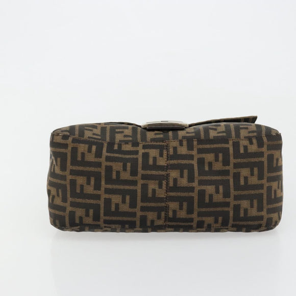 FENDI Zucca Canvas Mamma Baguette Shoulder Bag Brown Black Auth 180861A