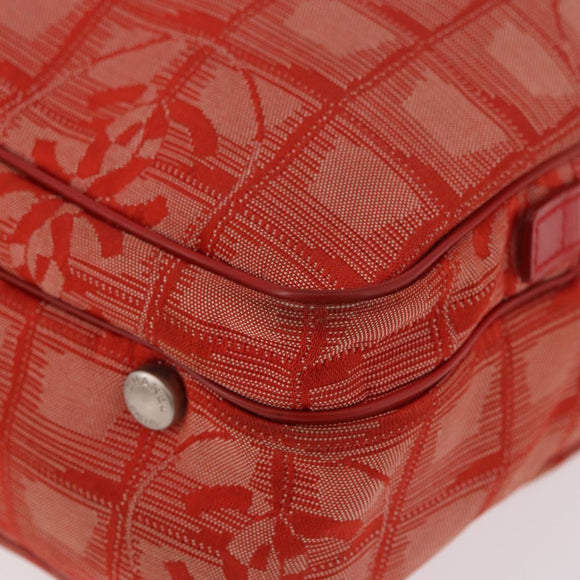 CHANEL New Travel Line Hand Bag Canvas Orange Silver CC Auth 180862