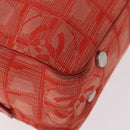 CHANEL New Travel Line Hand Bag Canvas Orange Silver CC Auth 180862-17