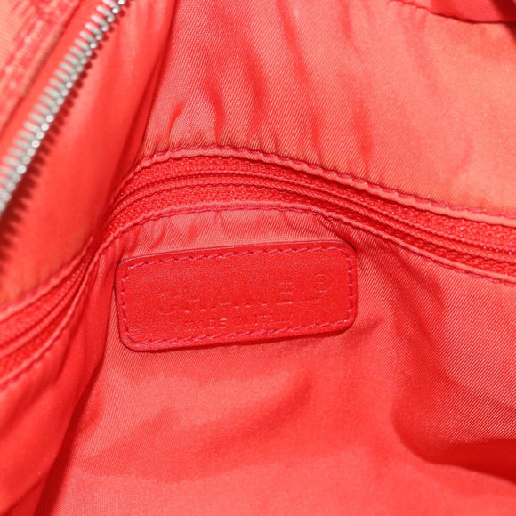 CHANEL New Travel Line Hand Bag Canvas Orange Silver CC Auth 180862