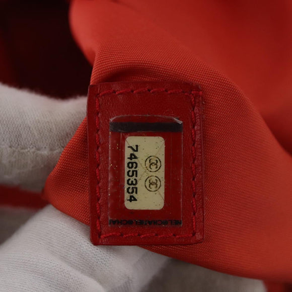 CHANEL New Travel Line Hand Bag Canvas Orange Silver CC Auth 180862