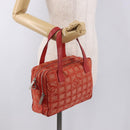 CHANEL New Travel Line Hand Bag Canvas Orange Silver CC Auth 180862-27