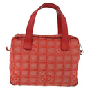 CHANEL New Travel Line Hand Bag Canvas Orange Silver CC Auth 180862-2
