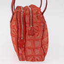 CHANEL New Travel Line Hand Bag Canvas Orange Silver CC Auth 180862-3
