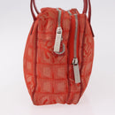 CHANEL New Travel Line Hand Bag Canvas Orange Silver CC Auth 180862-5