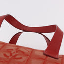 CHANEL New Travel Line Hand Bag Canvas Orange Silver CC Auth 180862-14