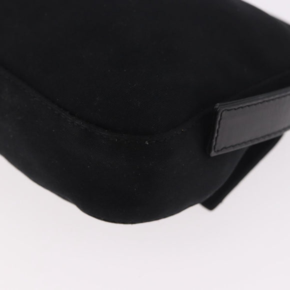 FENDI Mamma Baguette Schultertasche Baumwolljersey Schwarz Silber Auth 180863