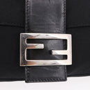FENDI Mamma Baguette Schultertasche Baumwolljersey Schwarz Silber Auth 180863-14